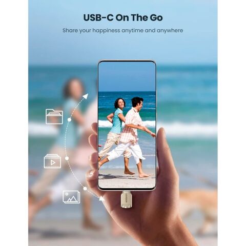 Считыватель флеш-карт UGREEN USB-C to TF 3.0 CM331 Light Golden (80124) - Кардридеры  - Кардридеры 