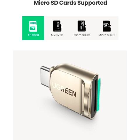 Считыватель флеш-карт UGREEN USB-C to TF 3.0 CM331 Light Golden (80124) - Кардридеры  - Кардридеры 
