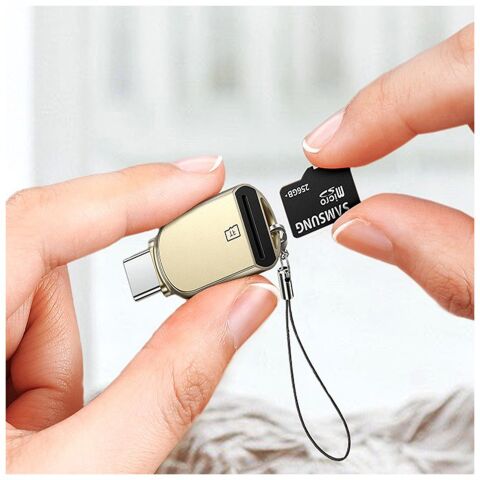 Считыватель флеш-карт UGREEN USB-C to TF 3.0 CM331 Light Golden (80124) - Кардридеры  - Кардридеры 