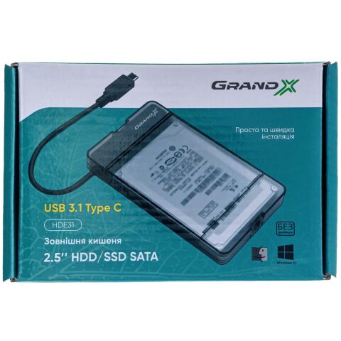 Карман внешний Grand-X HDD 2,5" USB 3.1 Type-C (HDE31) - Нулевой остаток (Feed) - Нулевой остаток (Feed)