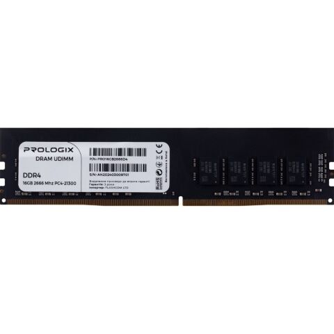 Модуль памяти для компьютера DDR4 16GB 2666 MHz Prologix (PRO16GB2666D4) - Нулевой остаток (Feed)  - Нулевой остаток (Feed) 