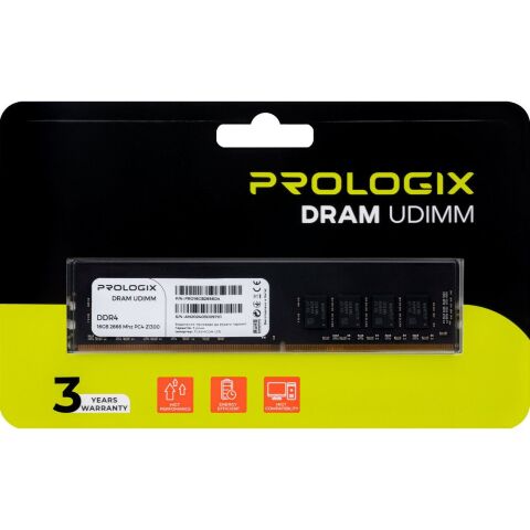 Модуль памяти для компьютера DDR4 16GB 2666 MHz Prologix (PRO16GB2666D4) - Нулевой остаток (Feed)  - Нулевой остаток (Feed) 