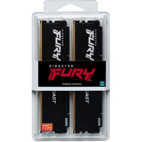 Модуль памяти для компьютера DDR5 64GB (2x32GB) 5200 MHz Beast Black Kingston Fury (ex.HyperX) (KF552C36BBEK2-64) - Нулевой остаток (Feed)  - Нулевой остаток (Feed) 