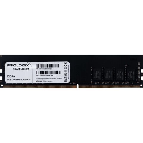 Модуль памяти для компьютера DDR4 8GB 3200 MHz Prologix (PRO8GB3200D4) - Нулевой остаток (Feed)  - Нулевой остаток (Feed) 