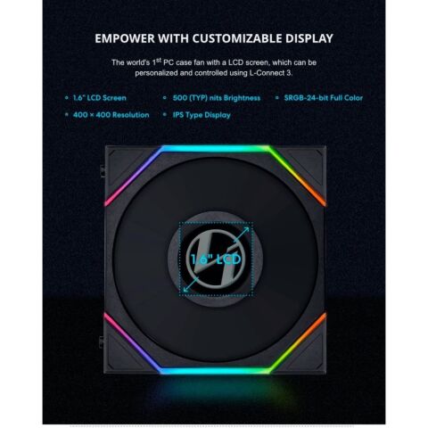 Кулер для корпуса Lian Li TL LCD 120-1, Black Cooler (G99.12TLLCD1B.00) - Нулевой остаток (Feed) - Нулевой остаток (Feed)