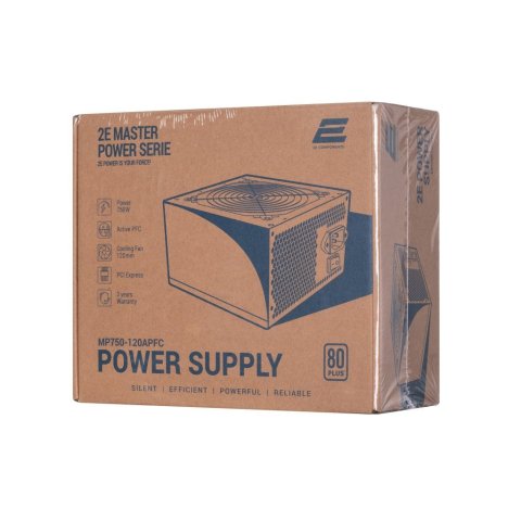 Блок питания 2E MASTER POWER (750W), >80, 80+ White, 120mm, 1xMB 24pin(20+4), 1xCPU 8pin(4+4), 3xMolex, 5xSATA, (2E-MP750-120APFC) - Нулевой остаток (Feed)  - Нулевой остаток (Feed) 