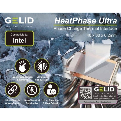 Термопрокладка Gelid Solutions HeatPhase Ultra for Intel CPU (PH-GC-02-I) - Нулевой остаток (Feed)  - Нулевой остаток (Feed) 