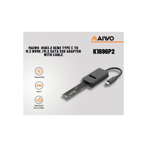 Карман внешний Maiwo M.2 NVMe/SATA SSD combo USB3.2 Gen2 Type-C (K1696P2) - Нулевой остаток (Feed) - Нулевой остаток (Feed)