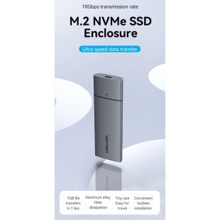 Карман внешний Vention SSD M.2 (NVME) M-key USB Type-C 3.2 gray (KPGH0)