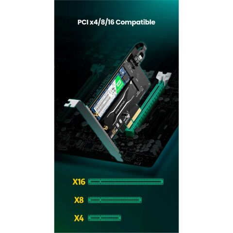 Контроллер Ugreen PCI-E 3.0 for SSD M.2 NVMe + M.2 NGFF CM302 (70504) - Нулевой остаток (Feed)  - Нулевой остаток (Feed) 