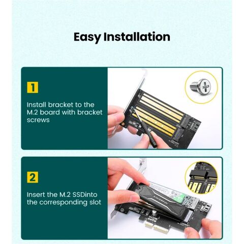 Контроллер Ugreen PCI-E 3.0 for SSD M.2 NVMe + M.2 NGFF CM302 (70504) - Нулевой остаток (Feed)  - Нулевой остаток (Feed) 