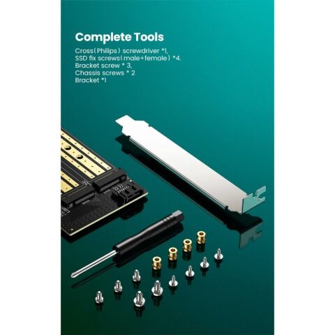 Контроллер Ugreen PCI-E 3.0 for SSD M.2 NVMe + M.2 NGFF CM302 (70504) - Нулевой остаток (Feed)  - Нулевой остаток (Feed) 