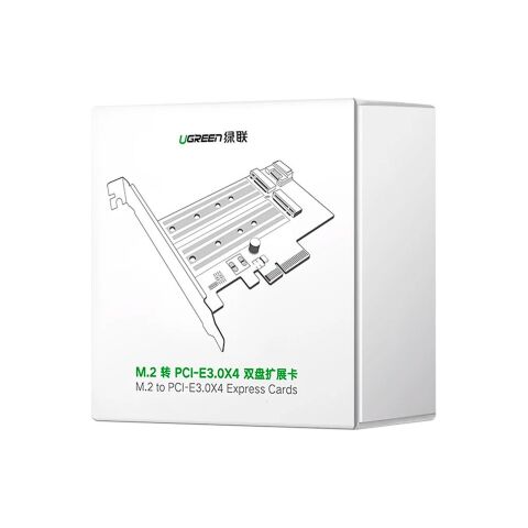 Контроллер Ugreen PCI-E 3.0 for SSD M.2 NVMe + M.2 NGFF CM302 (70504) - Нулевой остаток (Feed)  - Нулевой остаток (Feed) 