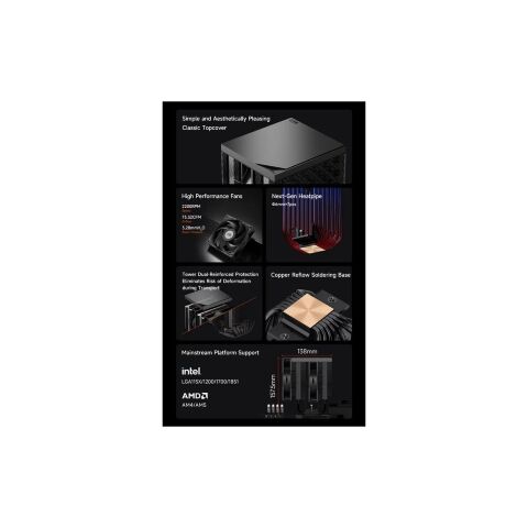 Кулер для процессора PcCooler Охолоджувач для процесора PсCOOLER RT720 TC BK чорний IntelLGA 115X/12 (RT720 TC BK) - Кулеры к процессорам  - Кулеры к процессорам 