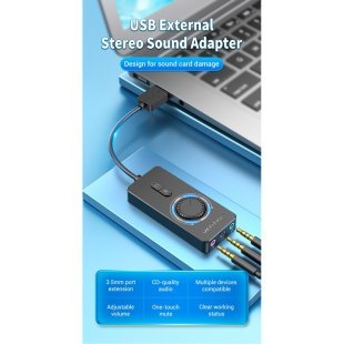 Звуковая плата Vention Audio USB 3х3,5mm jack 0.15m Volume Control (CDRBB)