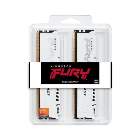 Модуль памяти для компьютера DDR5 64GB (2x32GB) 5600 MHz Beast White EXPO Kingston Fury (ex.HyperX) (KF556C36BWEK2-64) - Модули памяти для компьютера  - Модули памяти для компьютера 