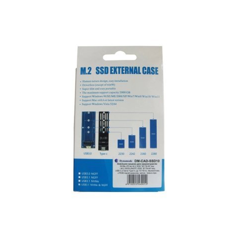 Карман внешний Dynamode M.2 SSD NVMe/SATA combo USB3.2 GEN2 Type-C aluminium black (DM-CAD-SSD10) - Нулевой остаток (Feed)  - Нулевой остаток (Feed) 