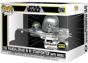 Фигурка Funko Star Wars The Mandalorian in N1 Starfighter with Grogu фанко Мандалорец с Грогу Exclusive 592