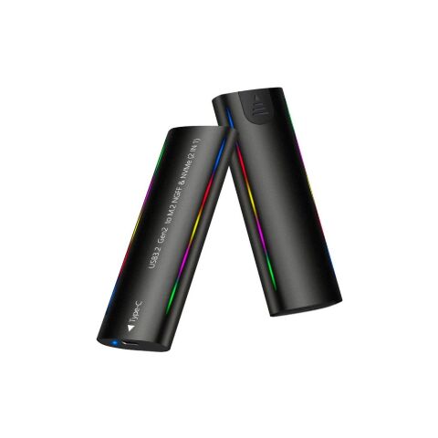 Карман внешний Dynamode M.2 SSD NVMe/SATA combo USB3.2 GEN2 Type-C aluminium black (DM-CAD-SSD10) - Нулевой остаток (Feed) - Нулевой остаток (Feed)