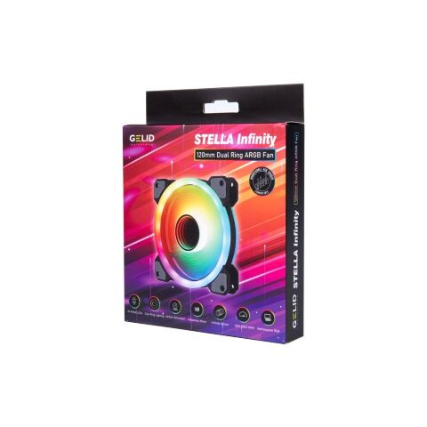 Кулер для корпуса Gelid Solutions Stella ARGB 120mm (FN-STELLA-03) - Вентиляторы к корпусам  - Вентиляторы к корпусам 