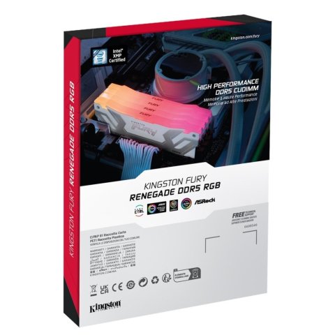 Модуль памяти для компьютера DDR5 48GB (2x24GB) 8400 MHz Renegade RGB White/Silver Kingston Fury (ex.HyperX) (KF584CU40RWAK2-48) - Нулевой остаток (Feed)  - Нулевой остаток (Feed) 