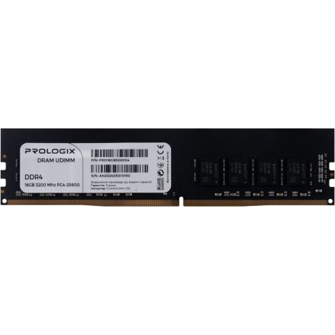 Модуль памяти для компьютера DDR4 16GB 3200 MHz Prologix (PRO16GB3200D4) - Нулевой остаток (Feed)  - Нулевой остаток (Feed) 