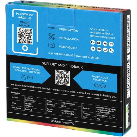 Кулер для корпуса Arctic P14 PWM PST A-RGB (ACFAN00239A) - Вентиляторы к корпусам  - Вентиляторы к корпусам 