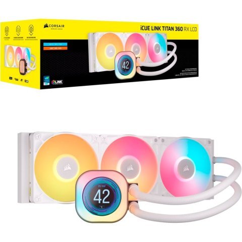 Система жидкостного охлаждения Corsair iCUE LINK TITAN 360 RX LCD White AIO (CW-9061026-WW) - Нулевой остаток (Feed) - Нулевой остаток (Feed)