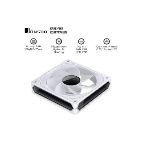 Кулер для корпуса JONSBO FR-505WR Reverse ARGB White - Нулевой остаток (Feed)  - Нулевой остаток (Feed) 