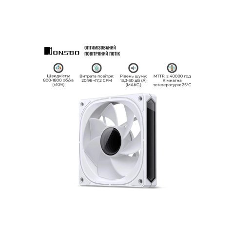 Кулер для корпуса JONSBO FR-505WR Reverse ARGB White - Нулевой остаток (Feed)  - Нулевой остаток (Feed) 