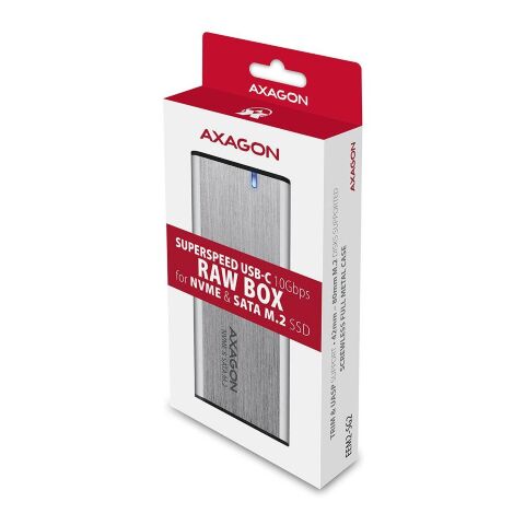Карман внешний AXAGON USB-C 3.2 Gen 2 metal box for M.2 NVMe & SATA SSD SuperSpeed (EEM2-SG2) - Нулевой остаток (Feed) - Нулевой остаток (Feed)