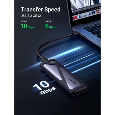 Карман внешний Ugreen SSD M.2 (NVME) M-KEY UGREEN 3.2 GEN2 CM400 gray (90264) - Нулевой остаток (Feed) - Нулевой остаток (Feed)