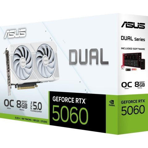 Видеокарта ASUS GeForce RTX5060 8Gb DUAL WHITE OC (DUAL-RTX5060-O8G-WHITE) - Видеокарты - Видеокарты