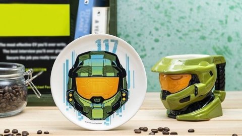 Чашка + тарелка Halo Master Chief Sculpted 3D Mug Спартанец Хейло Мастер Чиф -   -  