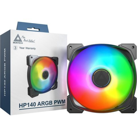 Кулер для корпуса MONTECH HP140 PWM BLACK - Нулевой остаток (Feed) - Нулевой остаток (Feed)