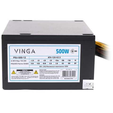 Блок питания Vinga 500W ОЕМ (PSU-500-12) - Нулевой остаток (Feed)  - Нулевой остаток (Feed) 