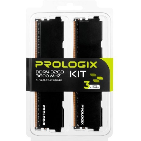 Модуль памяти для компьютера DDR4 32GB (2x16GB) 3600 MHz Black Prologix (PRO32GB3600B4K) - Нулевой остаток (Feed)  - Нулевой остаток (Feed) 