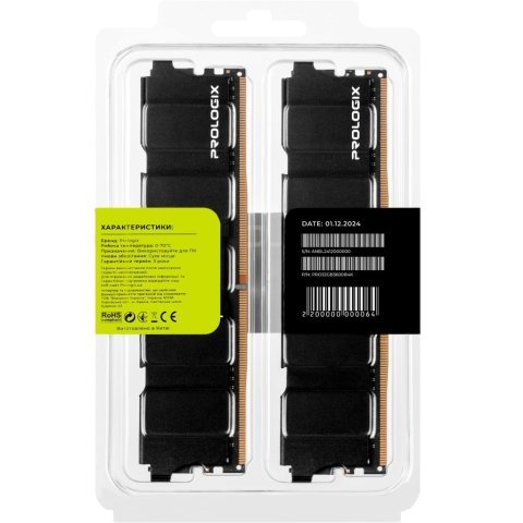 Модуль памяти для компьютера DDR4 32GB (2x16GB) 3600 MHz Black Prologix (PRO32GB3600B4K) - Нулевой остаток (Feed)  - Нулевой остаток (Feed) 