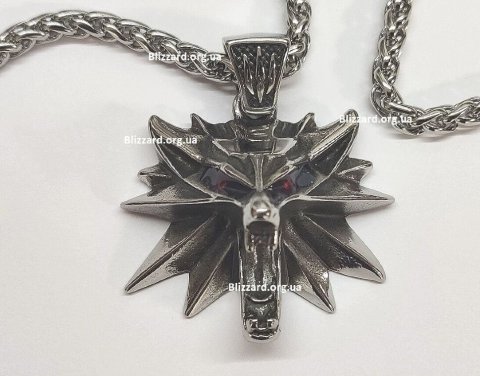 Кулон Геральта медальйон 3D Відьмак (The Witcher) з нержавіючої сталі суцільний + мішочок -   -  