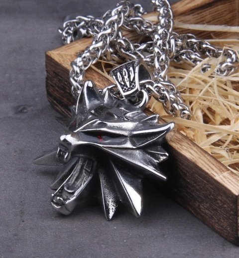 Кулон Геральта медальйон 3D Відьмак (The Witcher) з нержавіючої сталі суцільний + мішочок -   -  