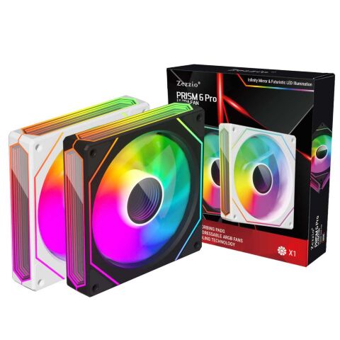 Кулер для корпуса Zezzio PRISM 6 Pro ARGB Black Reverse - Нулевой остаток (Feed)  - Нулевой остаток (Feed) 
