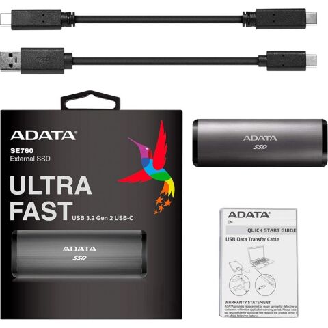 Накопитель SSD USB 3.2 1TB ADATA (ASE760-1TU32G2-CBK) - Нулевой остаток (Feed)  - Нулевой остаток (Feed) 