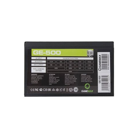 Блок питания Gamemax 500W (GE-500) - Нулевой остаток (Feed)  - Нулевой остаток (Feed) 