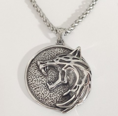 Кулон Геральта медальйон 3D Відьмак (The Witcher Geralt) з нержавіючої сталі з рунами - -