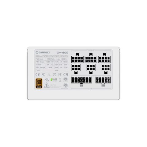 Блок питания Gamemax 600W GM-600 Modular white (GM-600 Modular white) - Нулевой остаток (Feed)  - Нулевой остаток (Feed) 